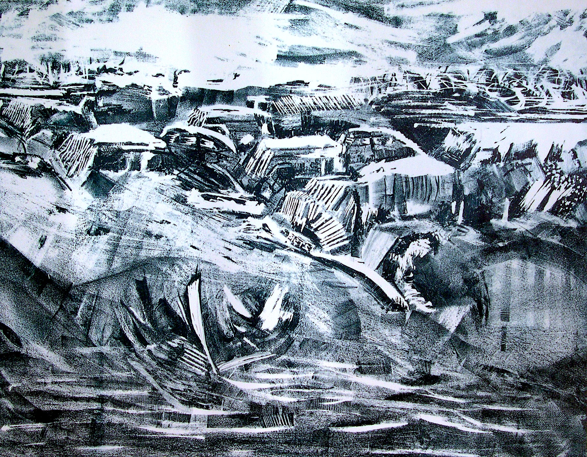 Taşbaskı 'Arabalar' 40x60cm 1996